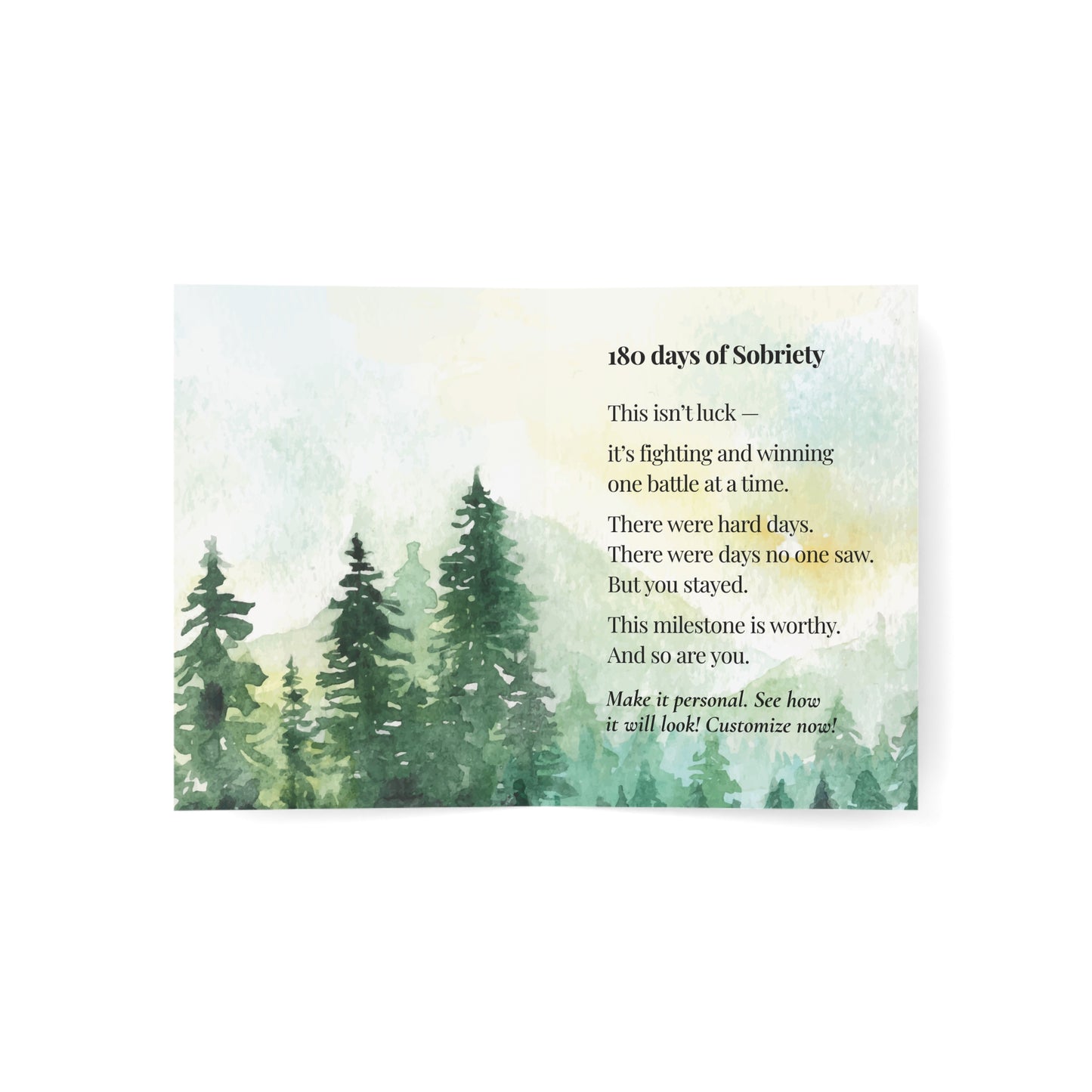6 Months Sober Card - Six Month Sobriety Milestone Greeting Card - Recovery Anniversary