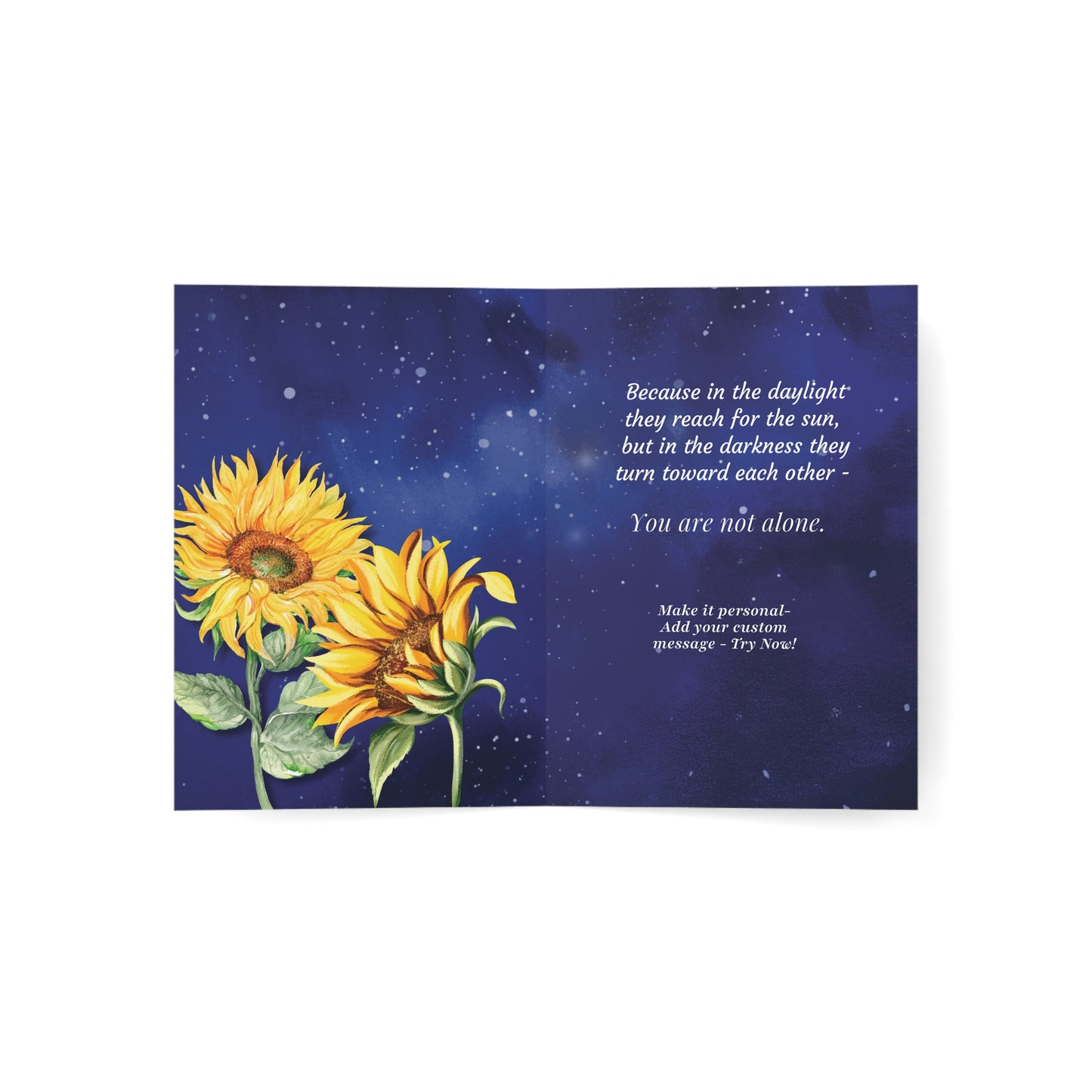 You Are Not Alone - Mental Health Support Card - Sunflower Theory Greeting Card