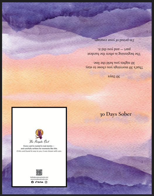 Printable 30 Days Sober Milestone Card - Digital Download Greeting Card