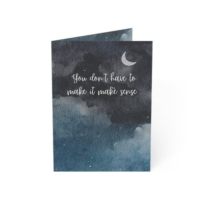 mental health Greeting card with a night sky design and motivational quote on a white background